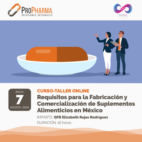 Curso-Taller Online: Requisitos para la Fabricación y Comercialización de Suplementos Alimenticios en México